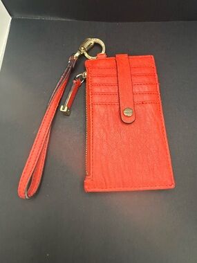 Calvin Klein Orange Wristlet Card Case with Zip Pocket